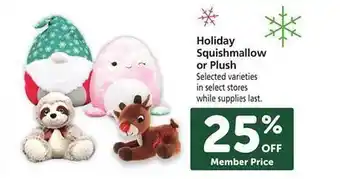 Safeway Holiday squishmallow or plush offer