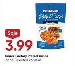 Stater Bros Snack factory pretzel crisps offer