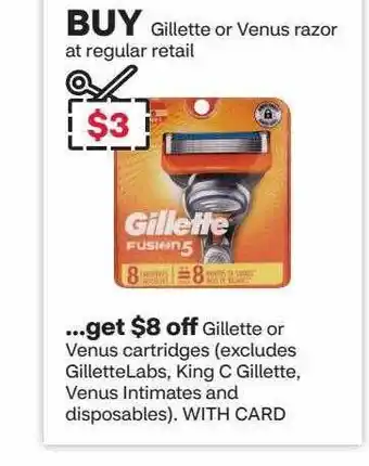 CVS Gillette or venus razor or cartridges offer
