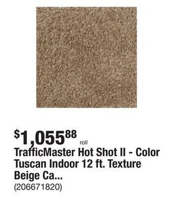 The Home Depot Trafficmaster hot shot ii - color tuscan indoor 12 ft. texture beige carpet (1080 sq. ft. / roll) offer