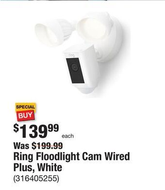 The Home Depot Ring floodlight cam wired plus, white offer