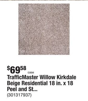 The Home Depot Trafficmaster willow kirkdale beige residential 18 in. x 18 peel and stick carpet tile (10 tiles/case) 22.5 sq. ft. offer