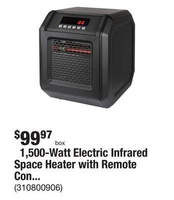 The Home Depot 1,500-watt electric infrared space heater with remote control offer