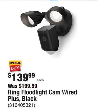 The Home Depot Ring floodlight cam wired plus, black offer