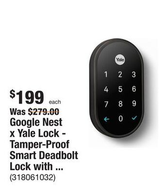 The Home Depot Google nest x yale lock - tamper-proof smart deadbolt lock with nest connect - black suede offer