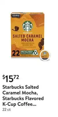 Walmart Starbucks salted caramel mocha, starbucks flavored k-cup coffee pods, 100% arabica, naturally flavored offer