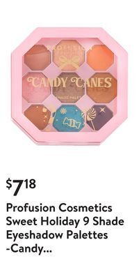 Walmart Profusion cosmetics sweet holiday 9 shade eyeshadow palettes -candy cane offer