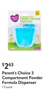 Walmart Parent's choice 3 compartment powder formula dispenser offer