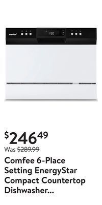 Walmart Comfee 6-place setting energystar compact countertop dishwasher with 8 cleaning settings, cdc22p1aww, white offer