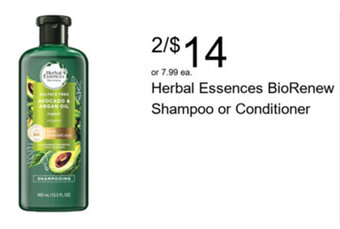 Walgreens Herbal Essences BioRenew Shampoo or Conditioner offer
