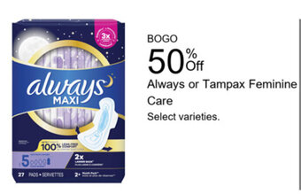 Walgreens Always or Tampax Feminine Care offer