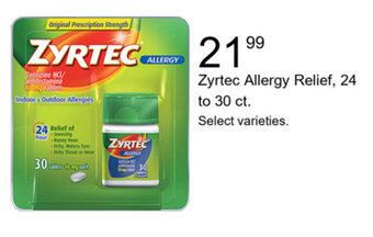 Walgreens Zyrtec Allergy Relief, 24 to 30 ct. offer