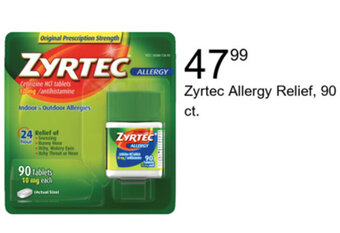 Walgreens Zyrtec Allergy Relief, 90 ct. offer