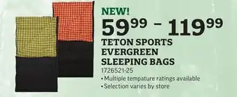Sportsman's Warehouse Teton sports evergreen sleeping bags offer