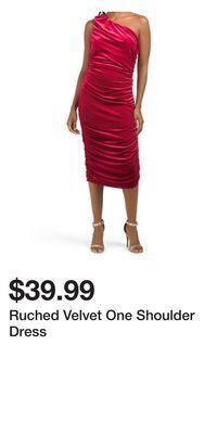 TJ Maxx Ruched velvet one shoulder dress offer