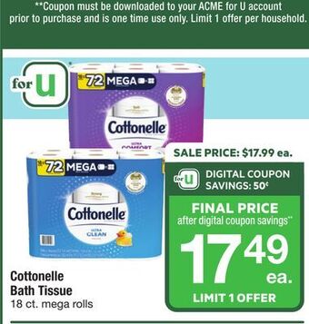 ACME Cottonelle bath tissue offer