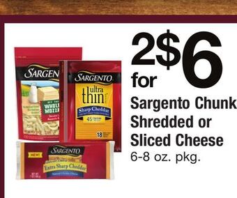 ACME Sargento chunk, shredded or sliced cheese offer