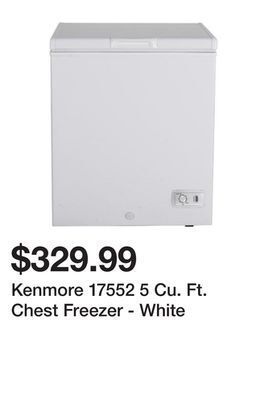 Kmart Kenmore 17552 5 cu. ft. chest freezer - white offer
