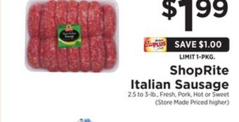 ShopRite Italian sausage offer