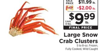 ShopRite Large snow crab clusters offer