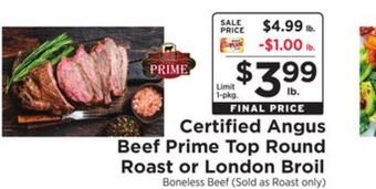 ShopRite Prime top round roast or london broil offer