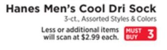 ShopRite Men's cool dri sock offer