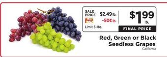 ShopRite Red, green or black seedless grapes offer