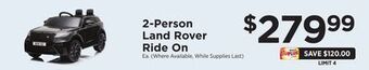 ShopRite 2-person land rover ride on offer