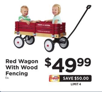 ShopRite Red wagon with wood fencing offer