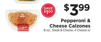 ShopRite Pepperoni & cheese calzones offer
