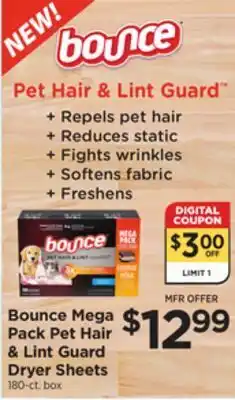 ShopRite Mega pack pet hair & lint guard dryer sheets offer