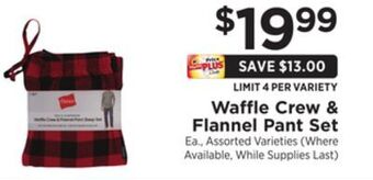 ShopRite Waffle crew & flannel pant set offer
