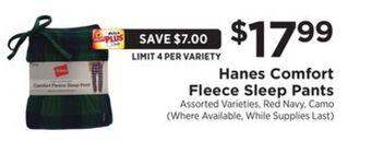 ShopRite Comfort fleece sleep pants offer