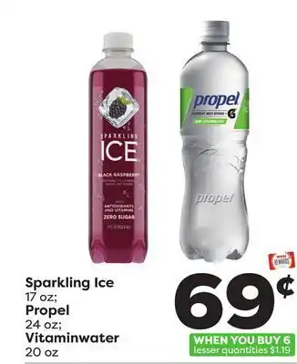 Weis Markets Sparkling ice 17 oz propel 24 oz vitaminwater 20 oz offer