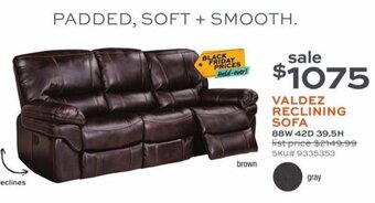 Slumberland Furniture Valdez Reclining Sofa offer
