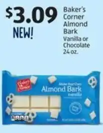Aldi Baker's Corner Almond Bark Vanilla or Chocolate 24 oz. offer