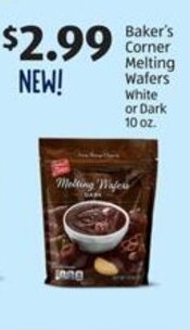 Aldi Baker's Corner Melting Wafers White or Dark 10 oz. offer