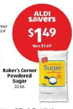 Aldi Baker's Corner Powdered Sugar offer