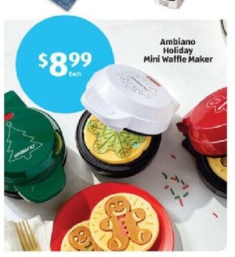 Aldi Ambiano Holiday Mini Waffle Maker offer