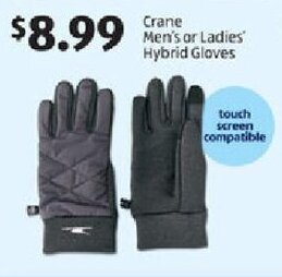 Aldi Crane Men's or Ladies' Hybrid Gloves offer