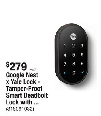 The Home Depot Google nest x yale lock - tamper-proof smart deadbolt lock with nest connect - black suede offer