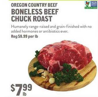 New Seasons Market Oregon country beef boneless beef chuck roast offer
