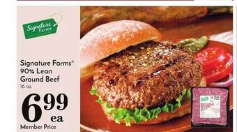 Pavilions Signature farms 90% lean ground beef offer