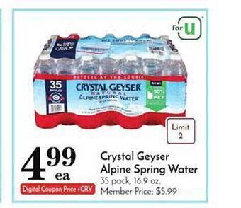 Pavilions Crystal geyser alpine spring water offer