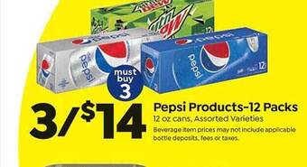 Save a Lot Pepsi products-12 packs offer