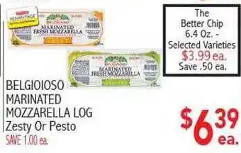 Belgioioso marinated mozzarella log zesty or pesto
