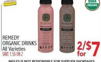 Ingles Markets Remedy organic drinks offer