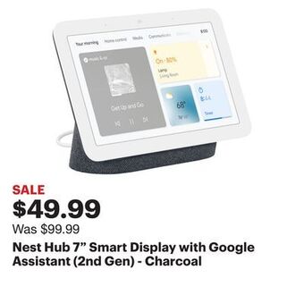 Best Buy Nest hub 7" smart display with google assistant (2nd gen) - charcoal offer