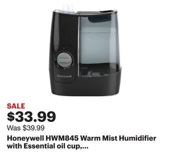 Best Buy Honeywell hwm845 warm mist humidifier with essential oil cup, filter free - black offer