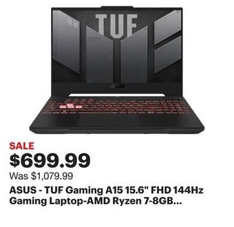 Best Buy Asus - tuf gaming a15 15.6" fhd 144hz gaming laptop-amd ryzen 7-8gb ddr5 memory-nvidia geforce rtx 3050 ti-512gb pcie ssd offer